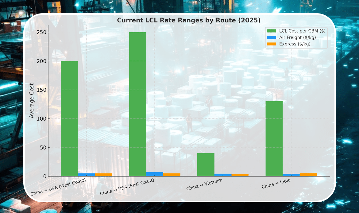 Current LCL Rate Ranges by Route